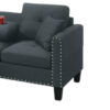 Rema 3pc Sectional Sofa, Chaise, Ottoman, 2 Pillows, Dark Gray Linen