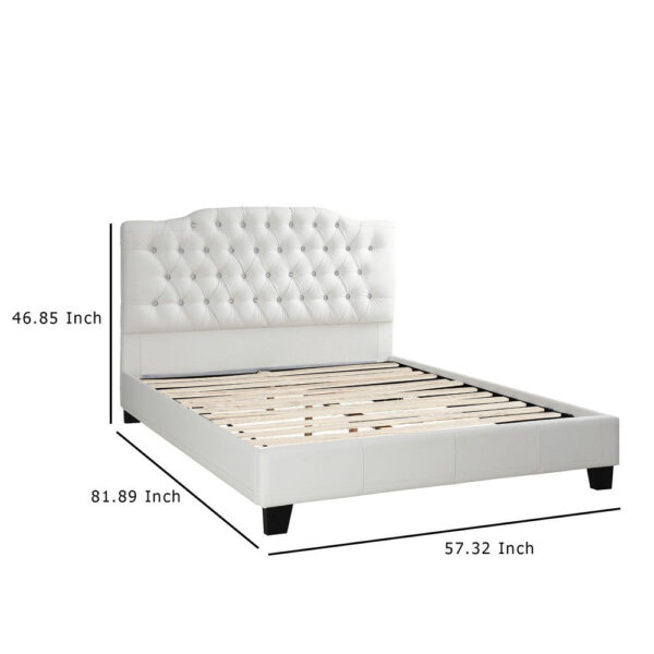 150220266992307b844fa.jpeg Full Size Bed, Tufted Curved, White Faux Leather Upholstered Pine Wood