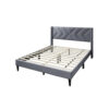 Reno Queen Size Bed, Modern X Channel Tufted Gray Velvet Upholstery
