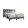 Reno Queen Size Bed, Modern X Channel Tufted Gray Velvet Upholstery