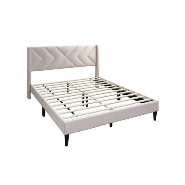 Reno Queen Size Bed, Modern X Channel Tufted Pink Velvet Upholstery