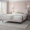 Reno Queen Size Bed, Modern X Channel Tufted Pink Velvet Upholstery