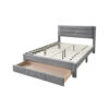 Heo Queen Size Bed w Storage Drawer, Light Gray Corduroy Upholstery