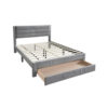 Heo Queen Size Bed w Storage Drawer, Light Gray Corduroy Upholstery