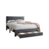 Peo Queen Size Bed w Storage Drawer, Charcoal Gray Corduroy Upholstery