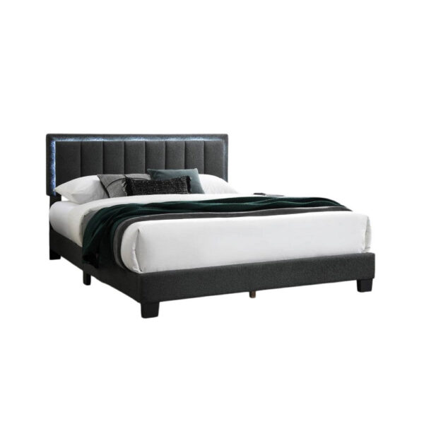 150220266992315aea847.jpeg Zemo Queen Size Bed, LED Headboard, Charcoal Gray Wool Upholstery