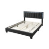 150220266992315d4e53d.jpeg Zemo Queen Size Bed, LED Headboard, Charcoal Gray Wool Upholstery