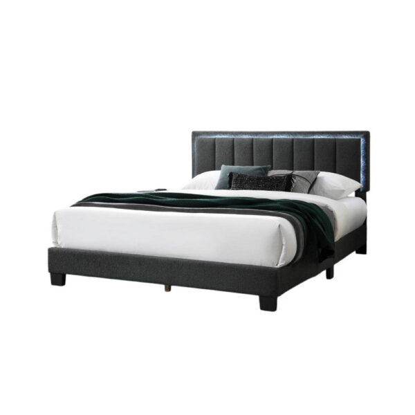 15022026699231600b17d.jpeg Zemo Queen Size Bed, LED Headboard, Charcoal Gray Wool Upholstery
