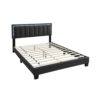 1502202669923162ba4aa.jpeg Zemo Queen Size Bed, LED Headboard, Charcoal Gray Wool Upholstery