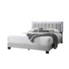 Zemo Queen Size Bed, LED Headboard, Tufted Light Gray Wool Upholstery