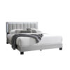 Zemo Queen Size Bed, LED Headboard, Tufted Light Gray Wool Upholstery