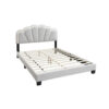 Geny Queen Size Bed, Classic White Wool Upholstery and LED, Glam Arch