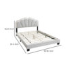 Geny Queen Size Bed, Classic White Wool Upholstery and LED, Glam Arch