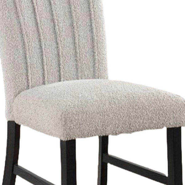 Reo Dining Side Chair Set of 2, Vertical Tufted Gray Boucle, Black