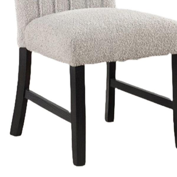 Reo Dining Side Chair Set of 2, Vertical Tufted Gray Boucle, Black