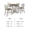 Koe 5pc Counter Height Round Table, Chair Set, White Brown Solid Wood