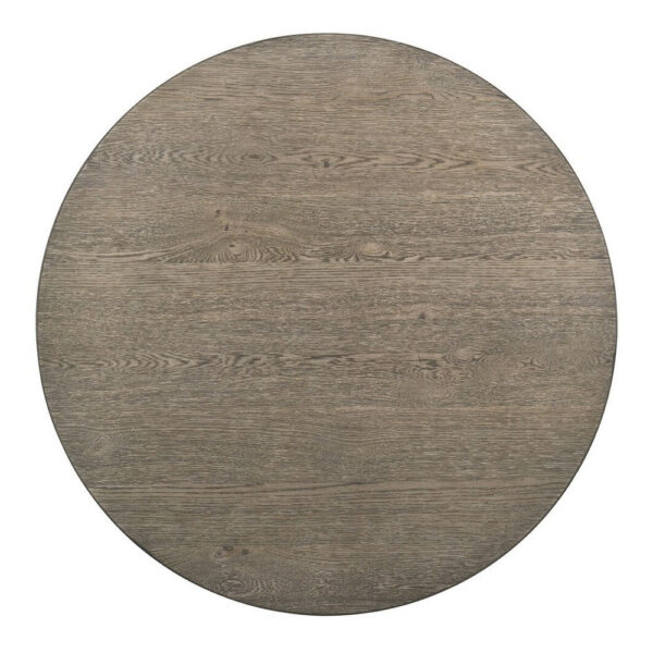 Koe Counter Height Table, 48 Inch Brown Round Top, White Pedestal Base