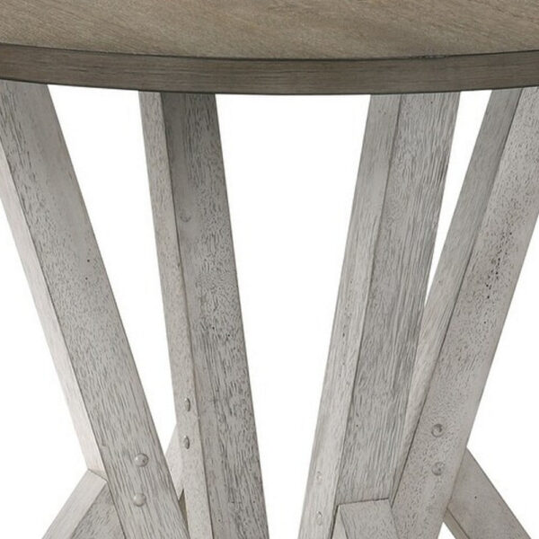 Koe Counter Height Table, 48 Inch Brown Round Top, White Pedestal Base