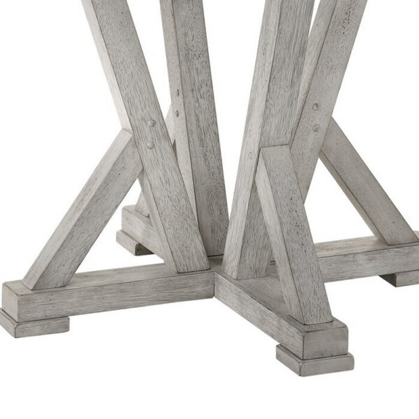 Koe Counter Height Table, 48 Inch Brown Round Top, White Pedestal Base