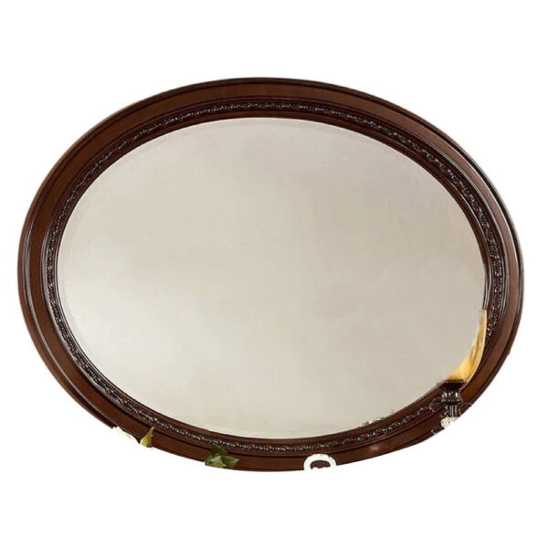 15022026699231ef98660.jpeg Lego Wall Mounting Mirror, 49 Inch Cherry Brown Solid Wood Oval Frame
