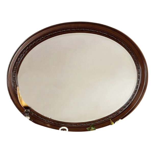 15022026699231f21b187.jpeg Lego Wall Mounting Mirror, 49 Inch Cherry Brown Solid Wood Oval Frame
