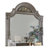 Recus Dresser Mirror, 49 Inch Floral Arched Shape, Gray Solid Wood