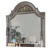 Recus Dresser Mirror, 49 Inch Floral Arched Shape, Gray Solid Wood
