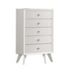 Tory Tall Dresser Chest, 5 Drawers w Bronze Knobs, Textured White Wood