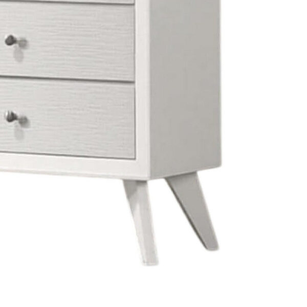 Tory Tall Dresser Chest, 5 Drawers w Bronze Knobs, Textured White Wood