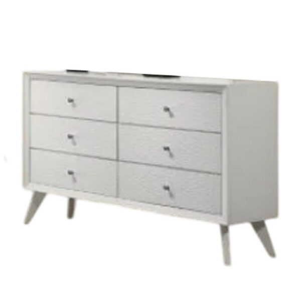 1502202669923249f0627.jpeg Tory Wide Dresser, 6 Drawers w Bronze Knobs, Textured White Wood