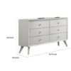 150220266992325121d44.jpeg Tory Wide Dresser, 6 Drawers w Bronze Knobs, Textured White Wood