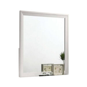 Tory Dresser Mirror, 36 Inch Rectangular, Classic White Solid Wood