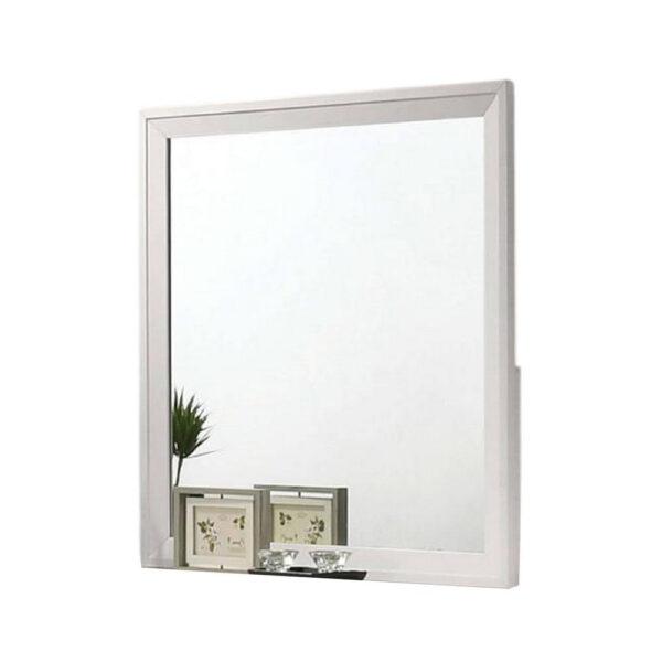 Tory Dresser Mirror, 36 Inch Rectangular, Classic White Solid Wood