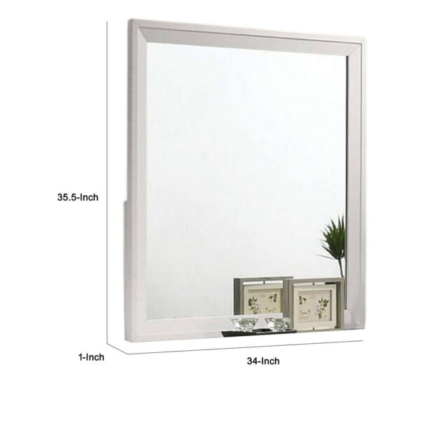Tory Dresser Mirror, 36 Inch Rectangular, Classic White Solid Wood