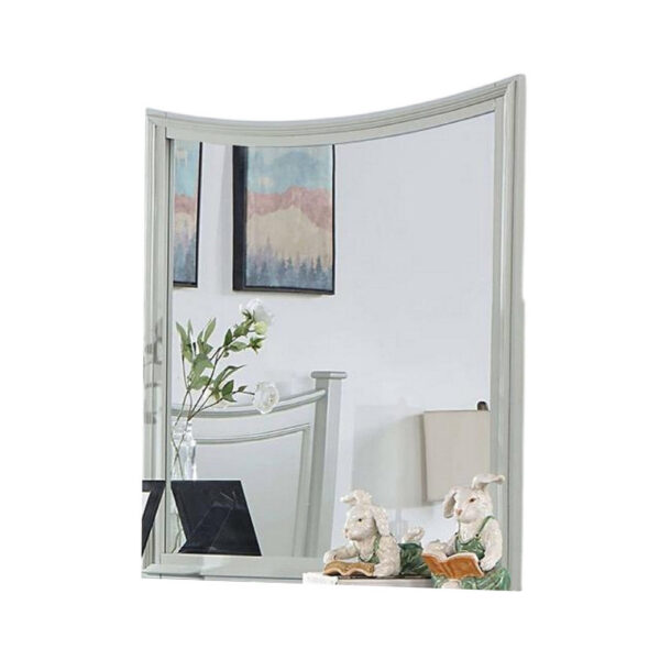 Roly Dresser Mirror, 37 Inch Gray Rectangular Solid Wood Molded Frame