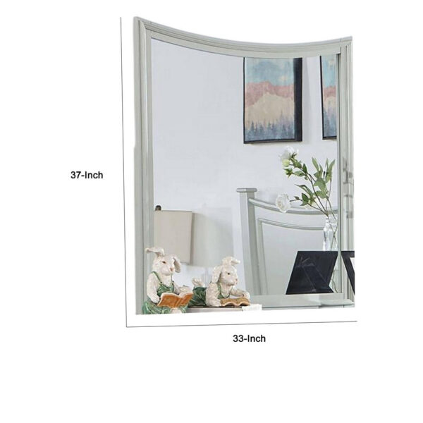 Roly Dresser Mirror, 37 Inch Gray Rectangular Solid Wood Molded Frame