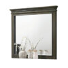 Revy Dresser Mirror, 43 Inch Gray Rubberwood Frame, Crown Molding