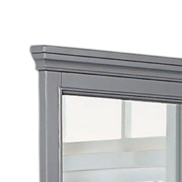 Lile Dresser Mirror w Crown Molding Frame, 42 Inch Gray Solid Wood