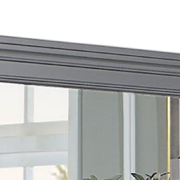 Lile Dresser Mirror w Crown Molding Frame, 42 Inch Gray Solid Wood