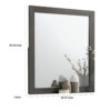 Aliso Dresser Mirror, Modern Metallic Gray Solid Wood Frame, 38 Inch