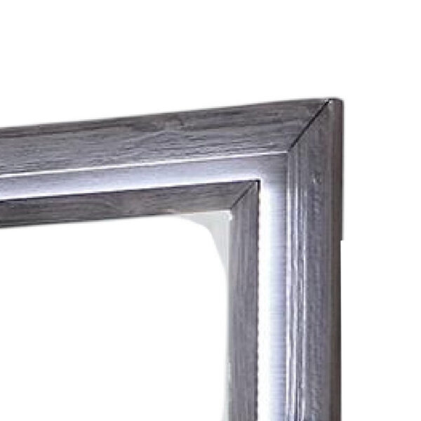 Reno Dresser Mirror, White LED Lights, 46 Inch Gray Solid Wood Frame