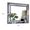 Reno Dresser Mirror, White LED Lights, 46 Inch Gray Solid Wood Frame