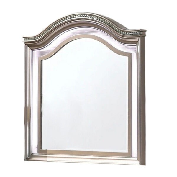 Jisoo Dresser Mirror, LED Light Frame, 37 Inch Rose Gold Solid Wood