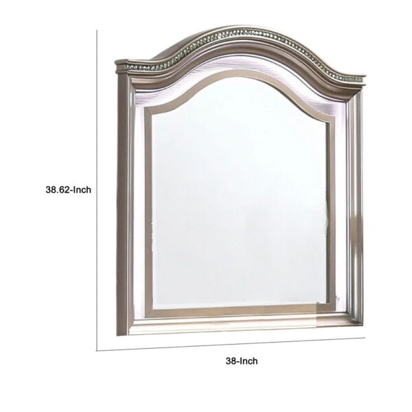 Jisoo Dresser Mirror, LED Light Frame, 37 Inch Rose Gold Solid Wood
