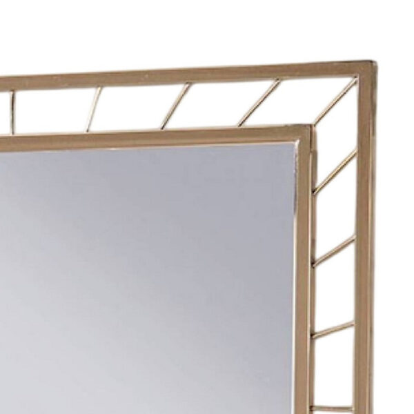 Brey Decorative Accent Mirror, 39 Inch Glam Gold Plated Metal Frame