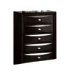 Simo Tall Dresser Chest, 5 Drawers, Chrome Handles, Modern Black Wood