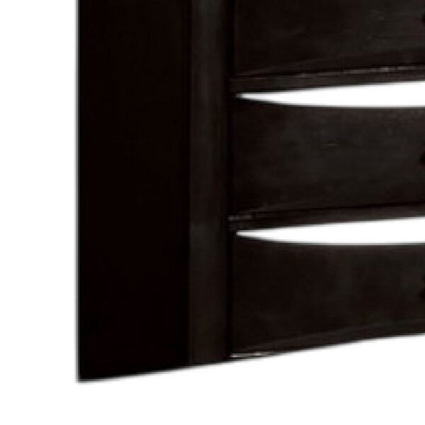 Simo Tall Dresser Chest, 5 Drawers, Chrome Handles, Modern Black Wood