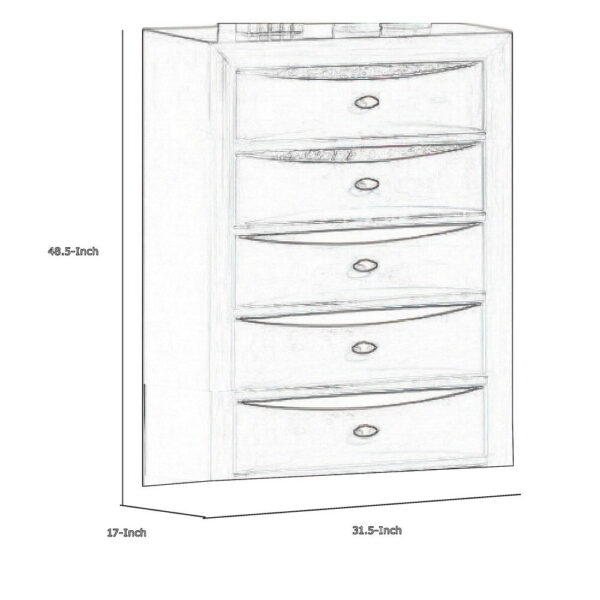 Simo Tall Dresser Chest, 5 Drawers, Chrome Handles, Modern Black Wood