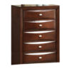 Simo Tall Dresser Chest, 5 Drawers Chrome Handles, Modern Cherry Brown