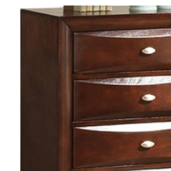 Simo Tall Dresser Chest, 5 Drawers Chrome Handles, Modern Cherry Brown